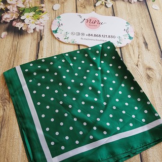 [M317-89] Khăn vuông chấm bi xanh lá kiểu Retro