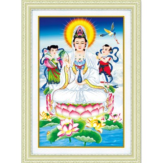Tranh Thêu Chữ Thập 3D Quan Âm Bồ Tát 223216 , DV6488 (KHÁCH TỰ THÊU) KT:56X80CM