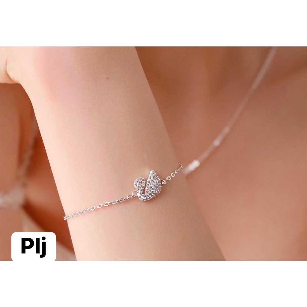Lắc tay thiên nga đá trắng bạc ta cho bạn nữ