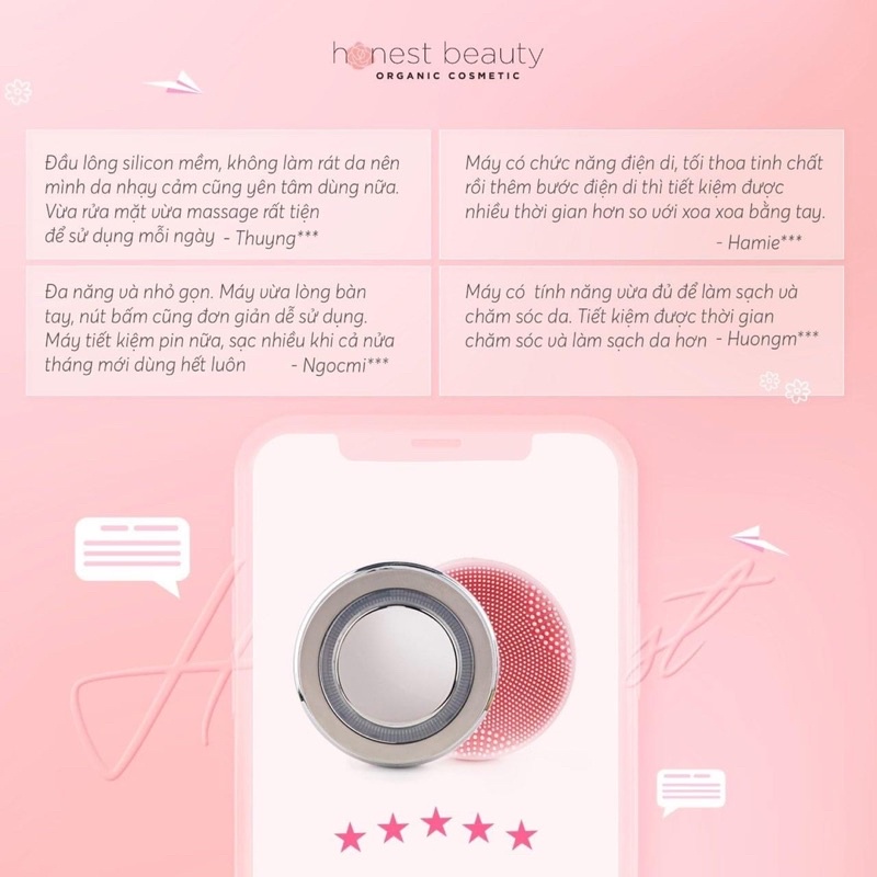 Máy rửa mặt massage, nâng cơ, trẻ hóa da Honest Beauty