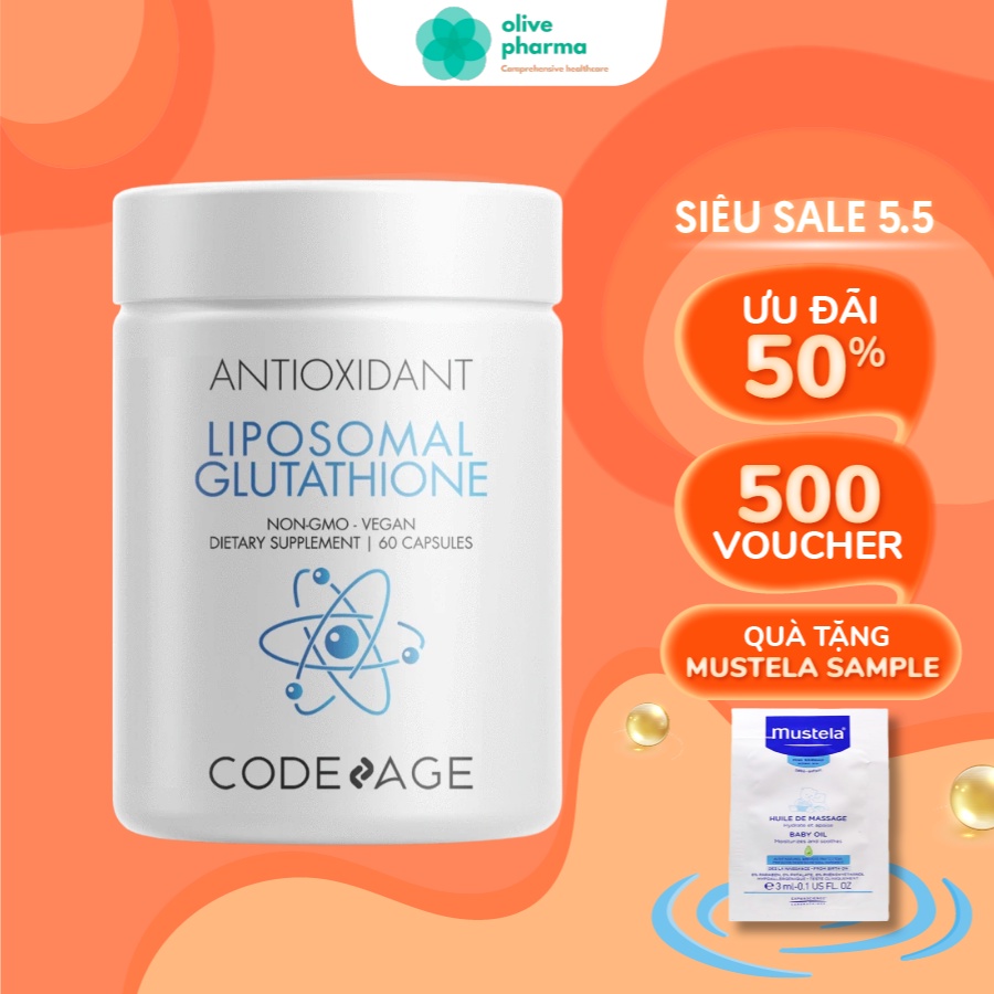 [TEM CHÍNH HÃNG CODEAGE] Viên uống TRẮNG DA Codeage LIPOSOMAL GLUTATHIONE 60 viên