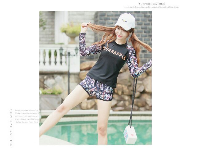 Bikini tay dài họa tiết loang ( kèm hình thật)