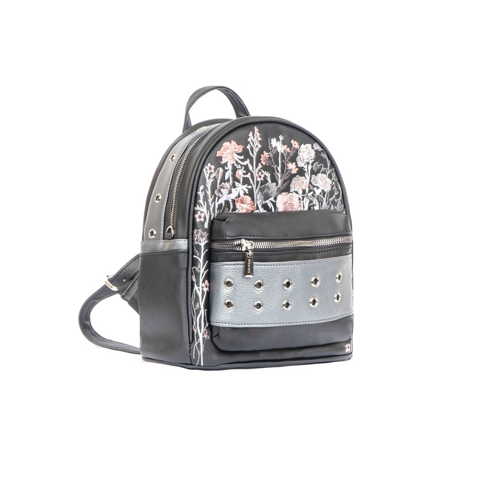 Balo to size a4 NGAOS Tabby M thêu hoa - Màu đen