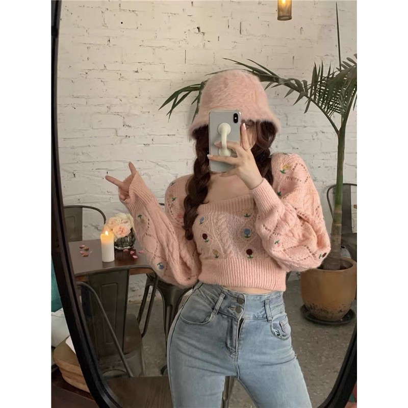 Set áo ống+áo khoác croptop len dệt kim cực xinh xắn phong cách ulzzang Hàn Quốc SAM SAM BOUTIQUE | BigBuy360 - bigbuy360.vn
