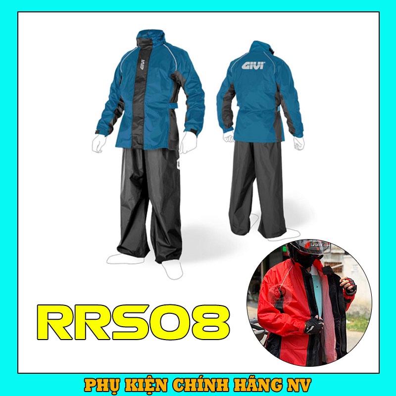 Áo mưa bộ Givi RRS08 chính hãng, áo đi mưa chống thấm nước mưa tuyệt đối nhập khẩu cao cấp - Bảo Hành 12 Tháng