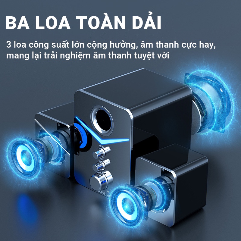 Loa máy tính D221 vừa kết nối có dây vừa kết nối bluetooth không dây âm thanh cực đỉnh bass treble độc lập âm thanh vòm