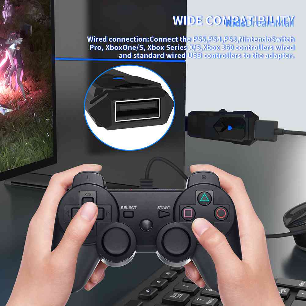 Đầu Nối Tay Cầm Điều Khiển Chơi Game PS5 PS4 PS3 OLED PC Màu Đen
