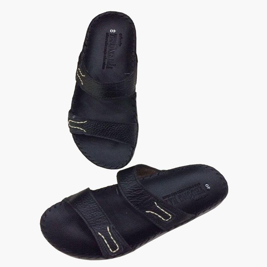 Dép quai ngang nam da bò cao cấp TH QN312