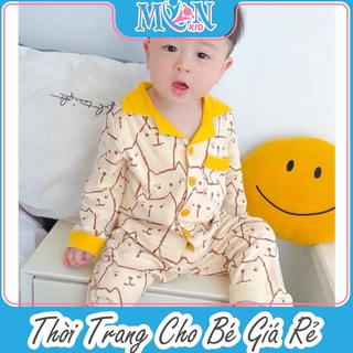 Bộ pijama dài tay mặt mèo cho bé - MonMonKid