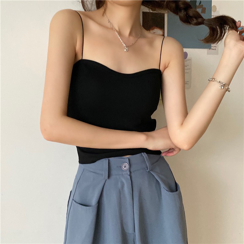 Áo 2 dây croptop đi biển có đệm ngực. Áo bra hai dây sợi bún chất cotton thấm hút mồ hôi tốt nhiều màu hothit