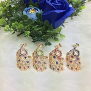 Nhẫn vàng.  Nhẫn chim công mạ vàng