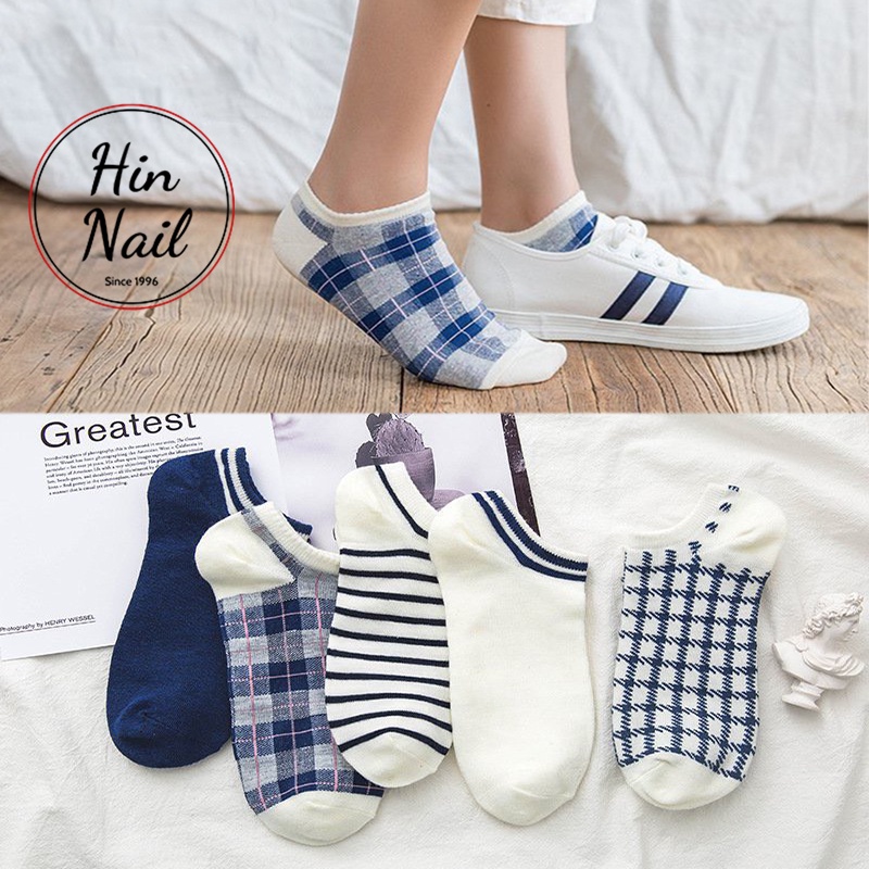 Set 5 đôi tất nữ hàn quốc vớ nữ cổ ngắn cổ dài chất liệu cotton