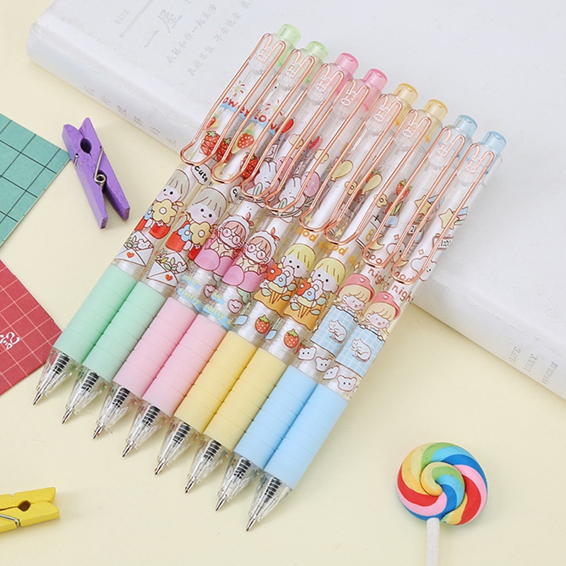 Bút Mực Gel Mực Đen Ngòi 0.5mm Họa Tiết Hoạt Hình Dễ Thương