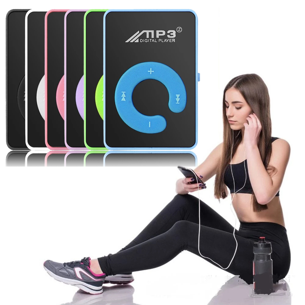 Máy Nghe Nhạc Mp3 Mini Siêu Mỏng Có Kẹp Gắn Gương Hỗ Trợ Thẻ Nhớ Tf Cho Học Sinh