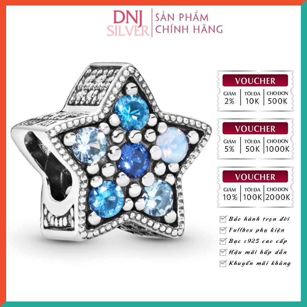 Charm bạc 925 cao cấp, hàng chuẩn bạc - Charm Bright Blue Star thích hợp để mix vòng tay charm - DN230