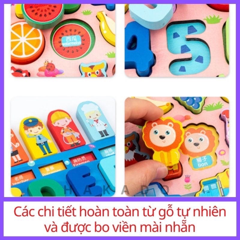 Bảng Gỗ Ghép Hình + Câu Cá Cho Bé 7in1 ☘️ Montessori cao cấp ✨ (Đồ chơi Gỗ - Giáo Dục - An toàn - Thông minh)