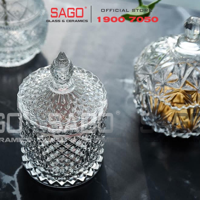 Thố Mứt Thủy Tinh Kim Cương Đường kính 8cm | DSTG1030-3.5