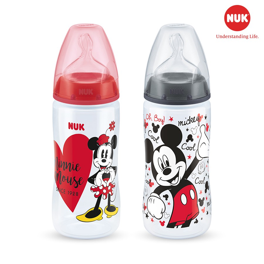 Bình sữa NUK 💞 Thương hiệu Đức 💞 nhựa PP Mickey 300ml núm ti Silicone S2 - M