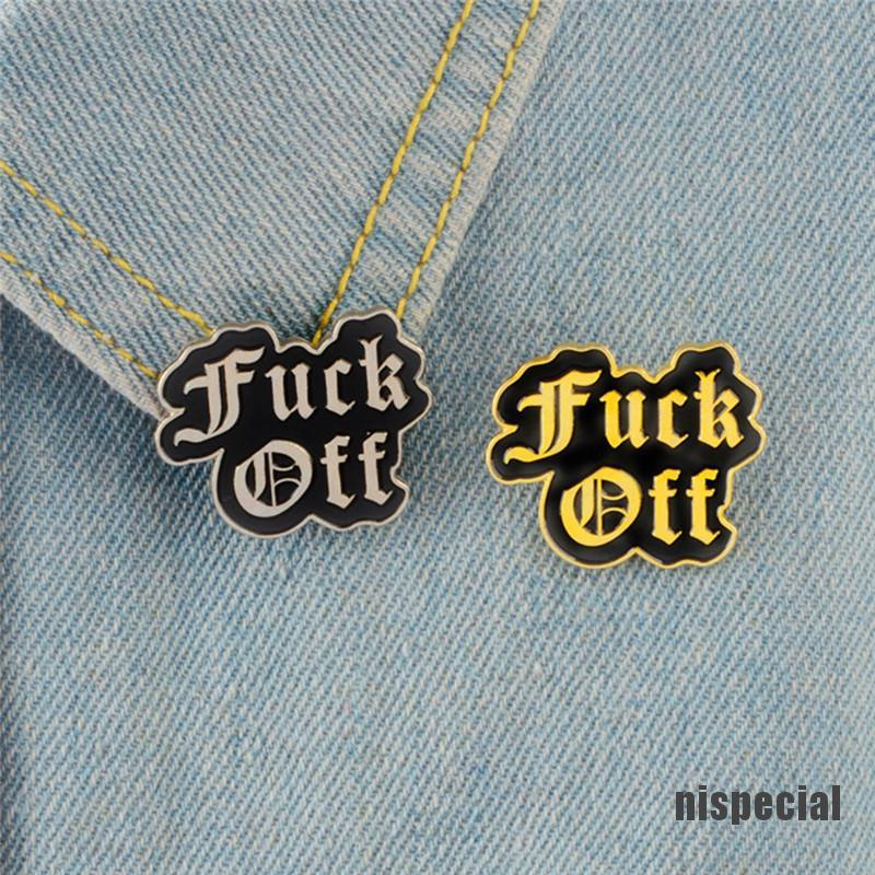 [nis-beauty] F&K off Enamel Brooch Pin Badge Punk Art Letters Brooch Shirt Lapel Pin Buckle