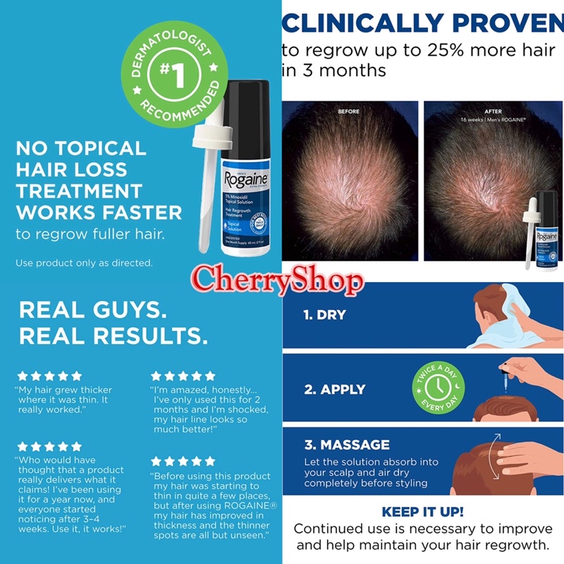 Mọc tóc cho nam Men's Rogaine 5% Minoxidil Solution