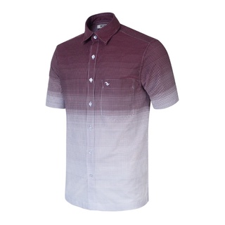 Áo sơ mi việt tiến tay ngắn vạt ngang - màu nâu trắng 100% cotton