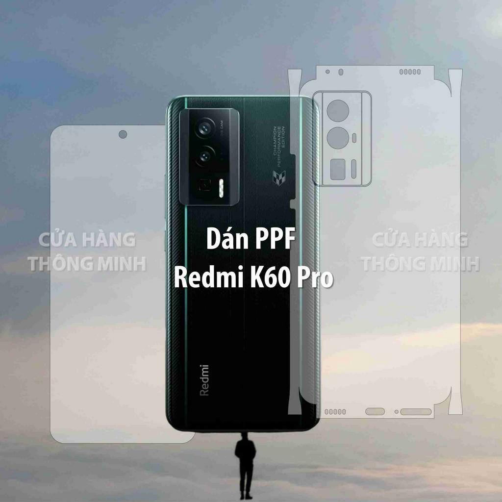 Tấm dán Xiaomi Redmi K60/ K60 Pro dán PPF mặt trước/dán mặt sau/dán màn hình/dán mặt lưng Full viền chuẩn