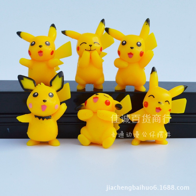 Pokémon 6PCS leaves Pikachu elf ornaments Pokemon Pikachu anime surrounding dolls