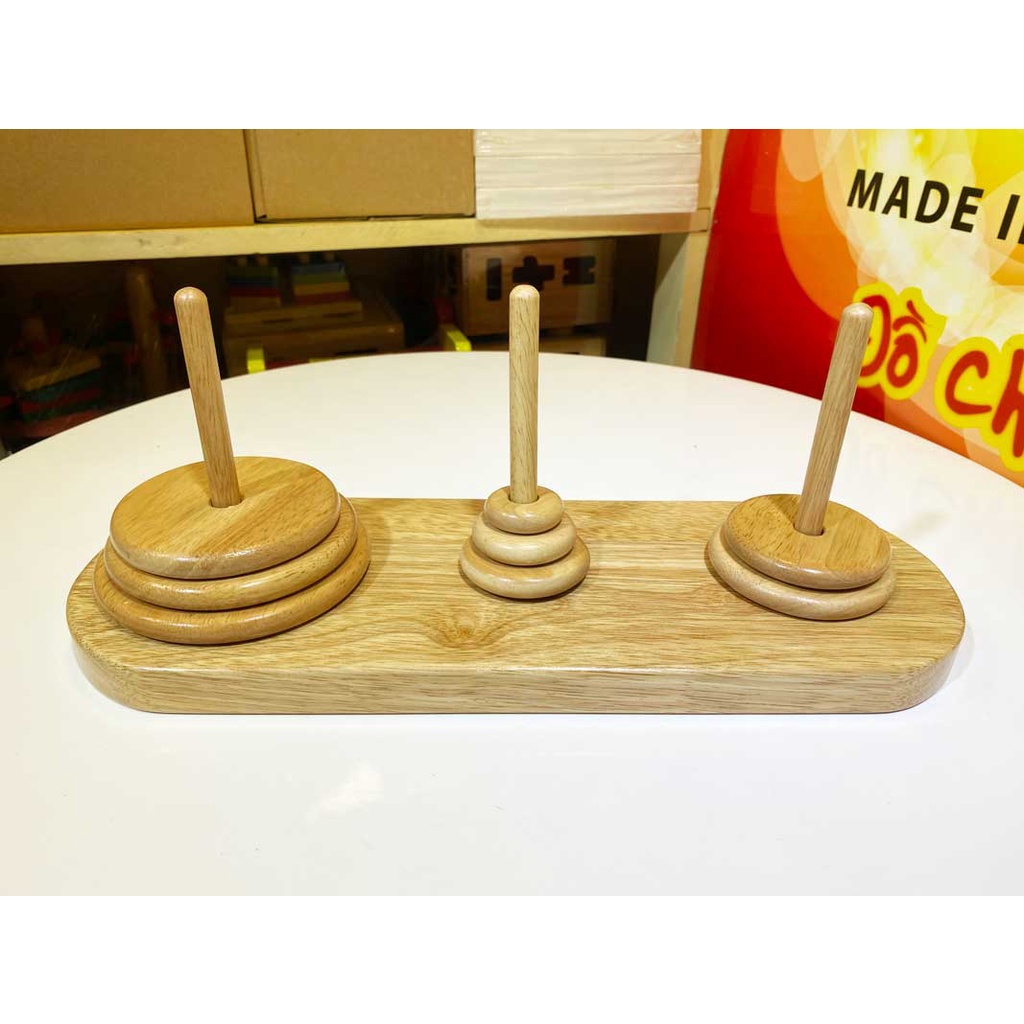 Đồ chơi tháp dời 8 vòng lớn 34cm | Tower of hanoi game trí tuệ chơi tại nhà hoặc trường học