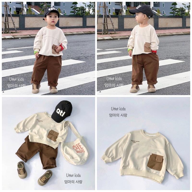 ÁO SWEATER  PHONG CÁCH HÀN QUỐC  TÚI 1 BÊN FORM NHỎ 799 (DA CÁ)  DÀNH CHO BÉ GÁI VÀ BÉ TRAI