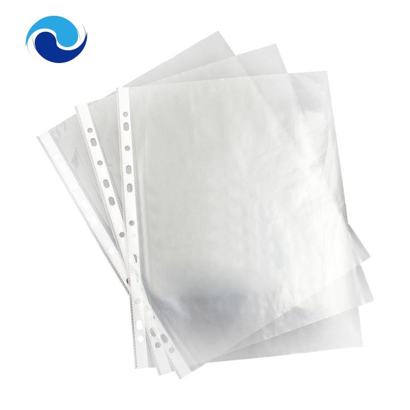 A4 Clear Plastic Punched Pockets Folders Filing Wallets Sleeves Wallets UKType:100 pieces