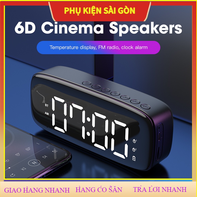 SHIP NHANH Loa Bluetooth không dây LED Đồng hồ báo thức Loa mini di động Loa âm thanh nổi siêu trầm