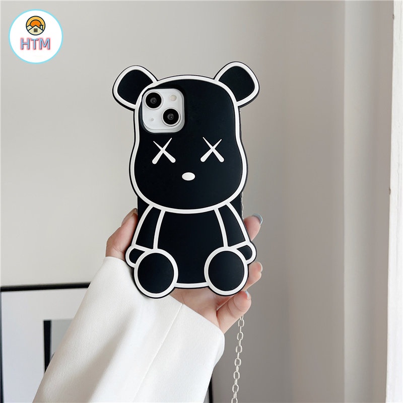 Ốp Điện Thoại Silicon Mềm Hình Gấu Hoạt Hình Có Dây Đeo Cho iPhone 14 13 12 Pro Max 11 14 Pro XS Max X XR 7 8 Plus