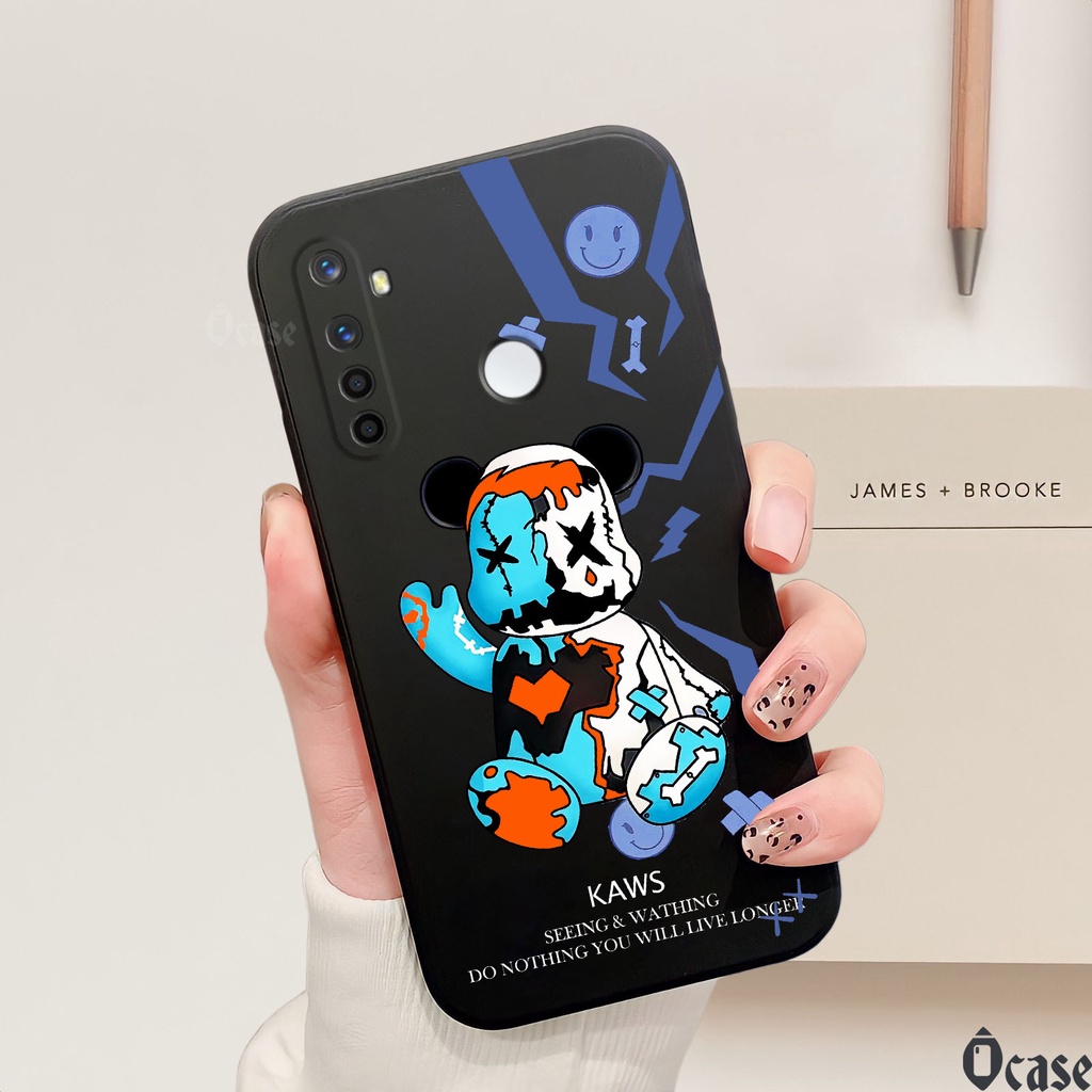 Ốp lưng Realme 5 / 5 Pro / Q / 5s / 5i gấu cạnh viền vuông có bảo vệ camera