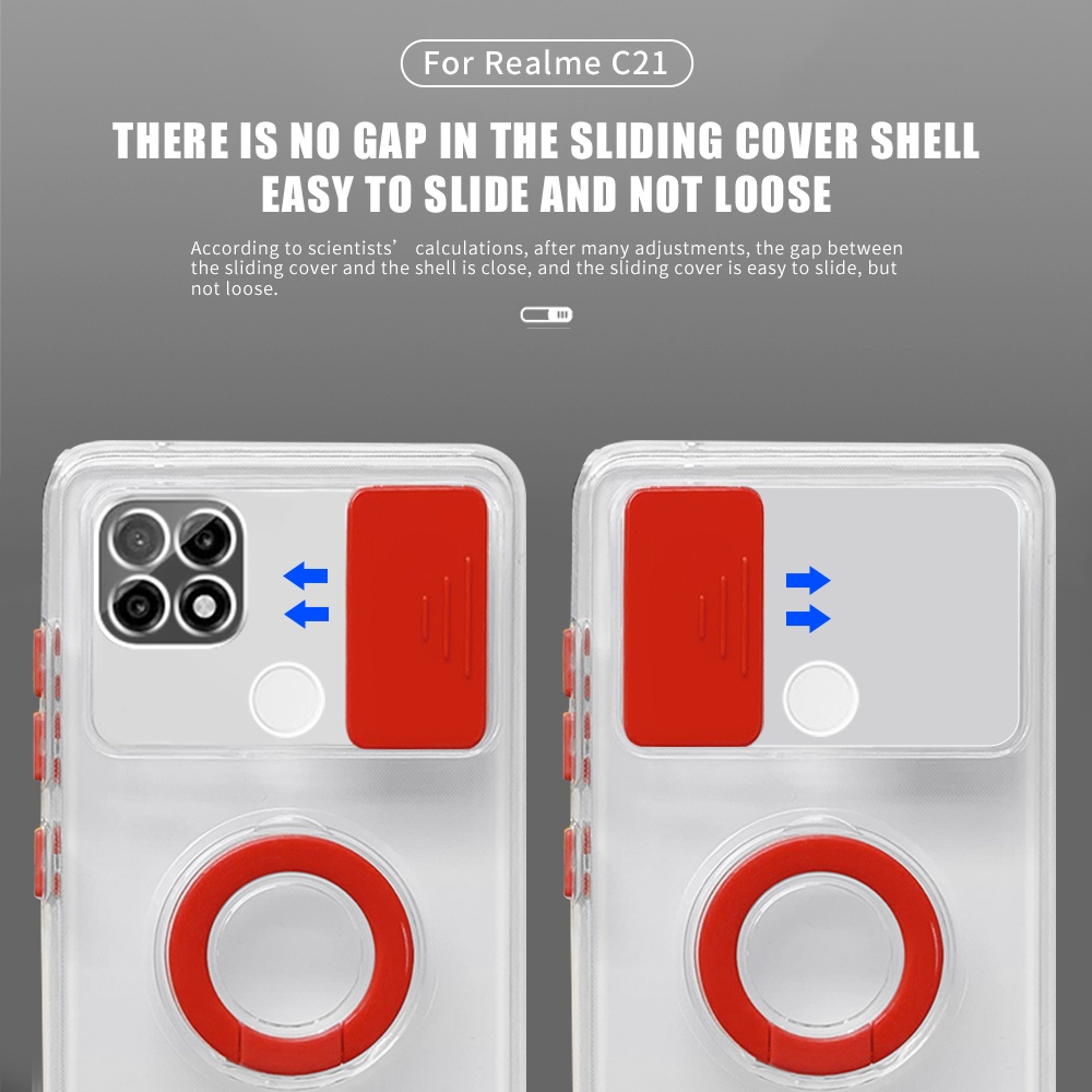 Ốp Điện Thoại Trong Suốt Có Vòng Đỡ Bảo Vệ Camera Cho Realme C21 C20 C15 C11 2021