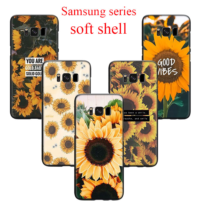 QD3 aesthetic sunflower Soft Silicone Case for Samsung S7 Edge S8 S9 S10 Plus S10E