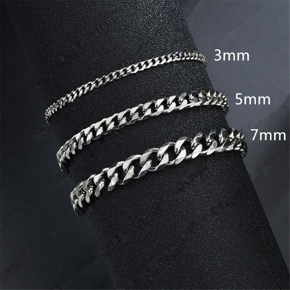 Vòng Tay Dây Xích Bản Rộng 3/5/7mm Bằng Thép Không Gỉ Phong Cách Cổ Điển Thời Trang Cho Nam Và Nữ