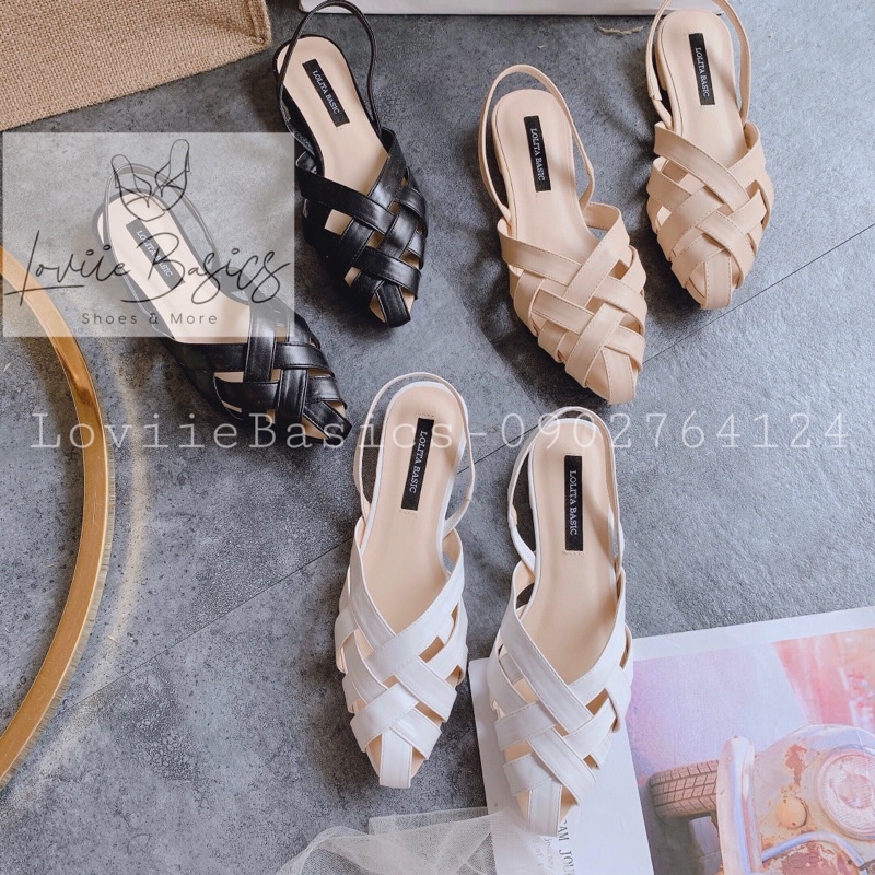 SANDAL NỮ LOVIIE BASICS - GIÀY SANDAL NỮ CHIẾN BINH THỜI TRANG BÍT MŨI QUAI RỌ ĐẾ BỆT HỞ HẬU THUN SAU 1CM S200719