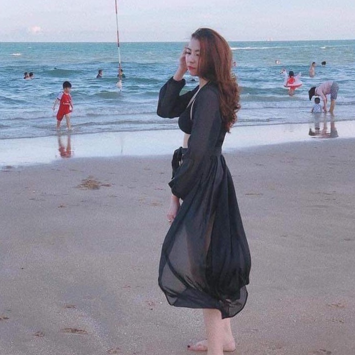 Áo choàng kimono tay bồng dài tay LILY mặc ngoài bikini đi biển BKN06