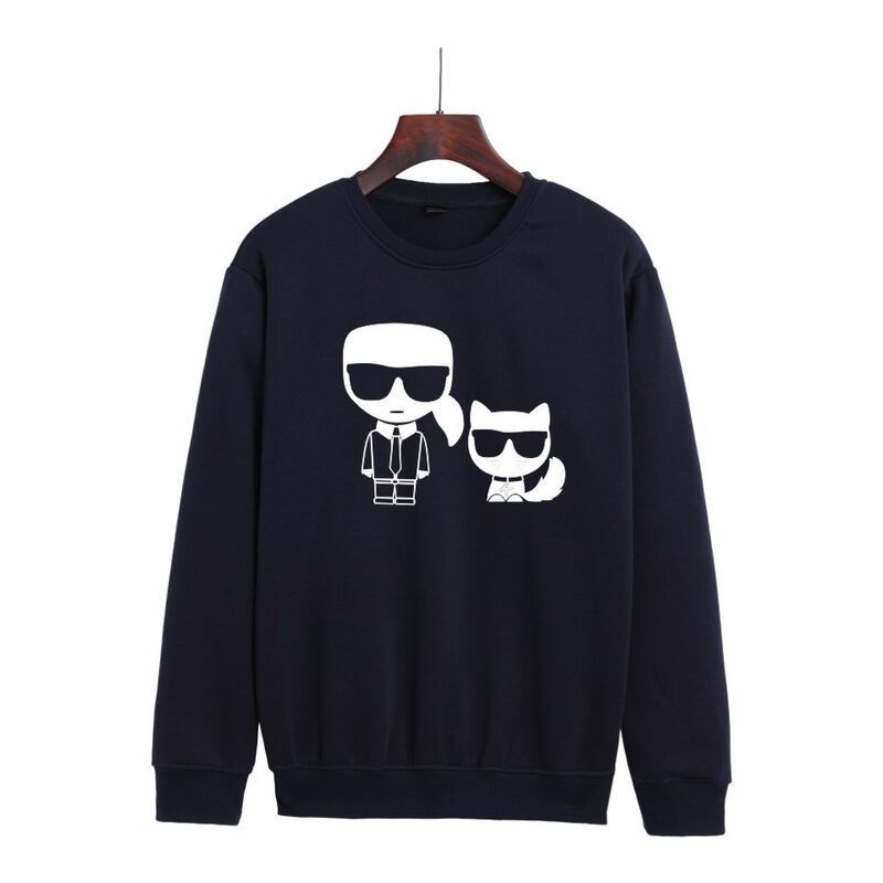 Áo sweater Chui Đầu Cỡ Lớn In Hoạt Hình Karl Lagerfeld Thời Trang Cho Nam Và Nữ