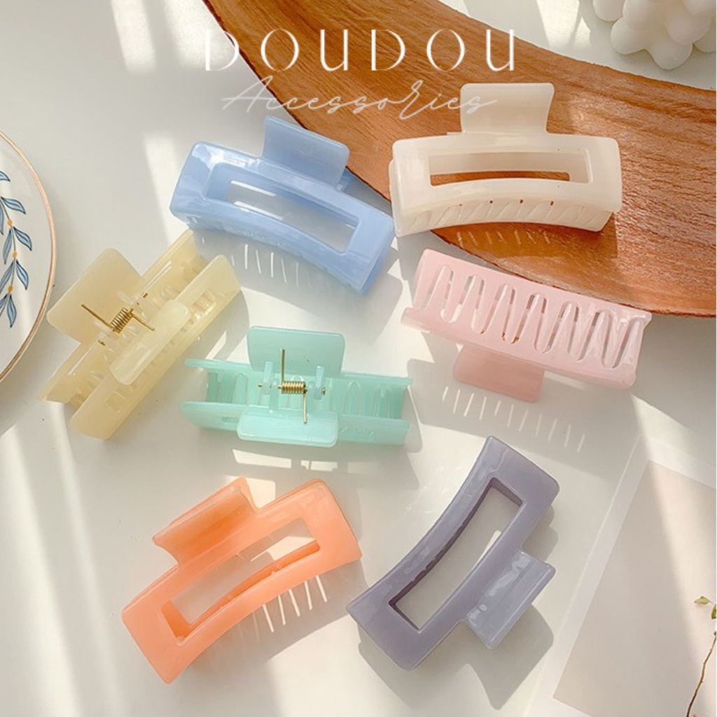 Phụ kiện kẹp tóc xinh DOUDOU Kẹp càng cua Hàn Quốc nhựa cao cấp cỡ lớn cho nữ tone màu thạch thời trang ZJ012