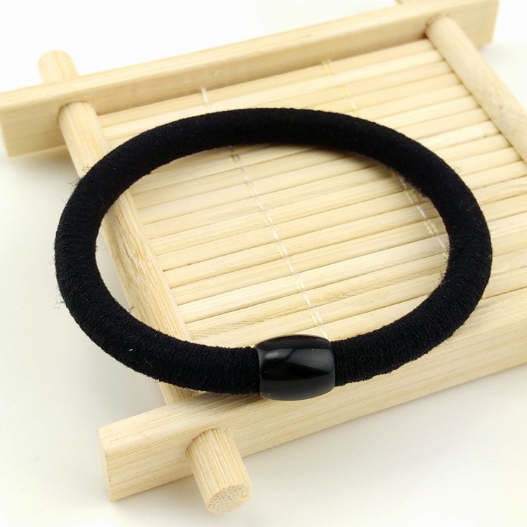 6mm Chun buộc tóc tròn màu đen hạt nhựa  co dãn tốt chất lượng cao phụ kiện tóc handmade phong cách hàn quốc