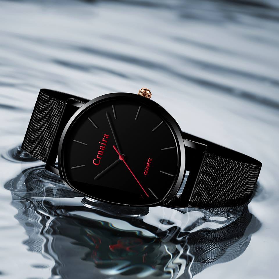 Đồng hồ nam CRNAIRA CR02 chính hãng dây lưới thép nhuyễn mặt tròn có lịch xem ngày | BigBuy360 - bigbuy360.vn