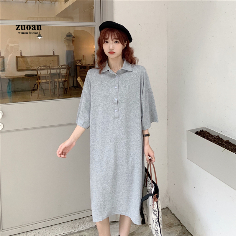 SUXI Đầm polo tay ngắn dáng rộng trẻ trung năng động cho nữ 4 màu tùy chọn