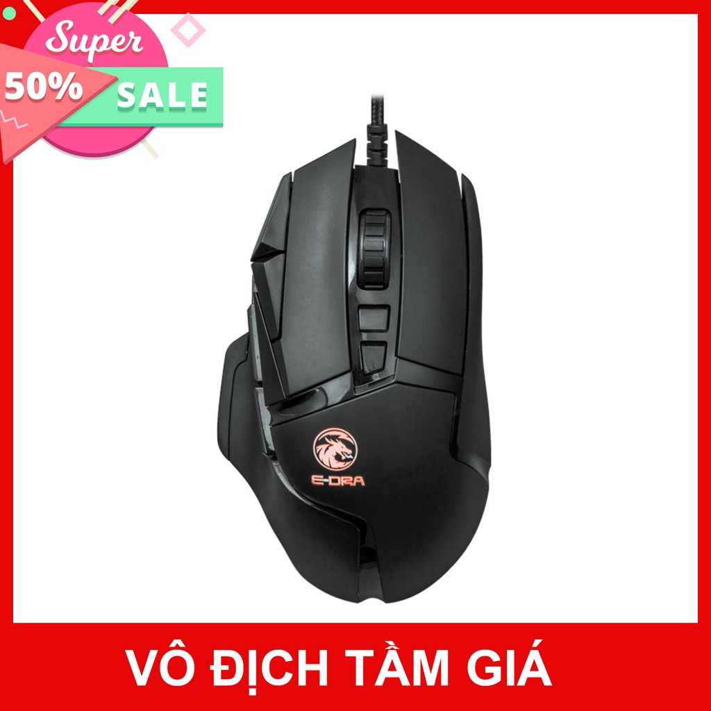 Chuột Gaming E-DRA EM6502  - Độ bền 50 triệu lượt bấm - Chống nước - 12400 DPI - LED RGB - Bảo hành 24 tháng