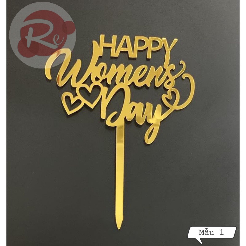 – Combo 10 Topper Meka Happy Women Day - Trang trí bánh sinh nhật bánh kem