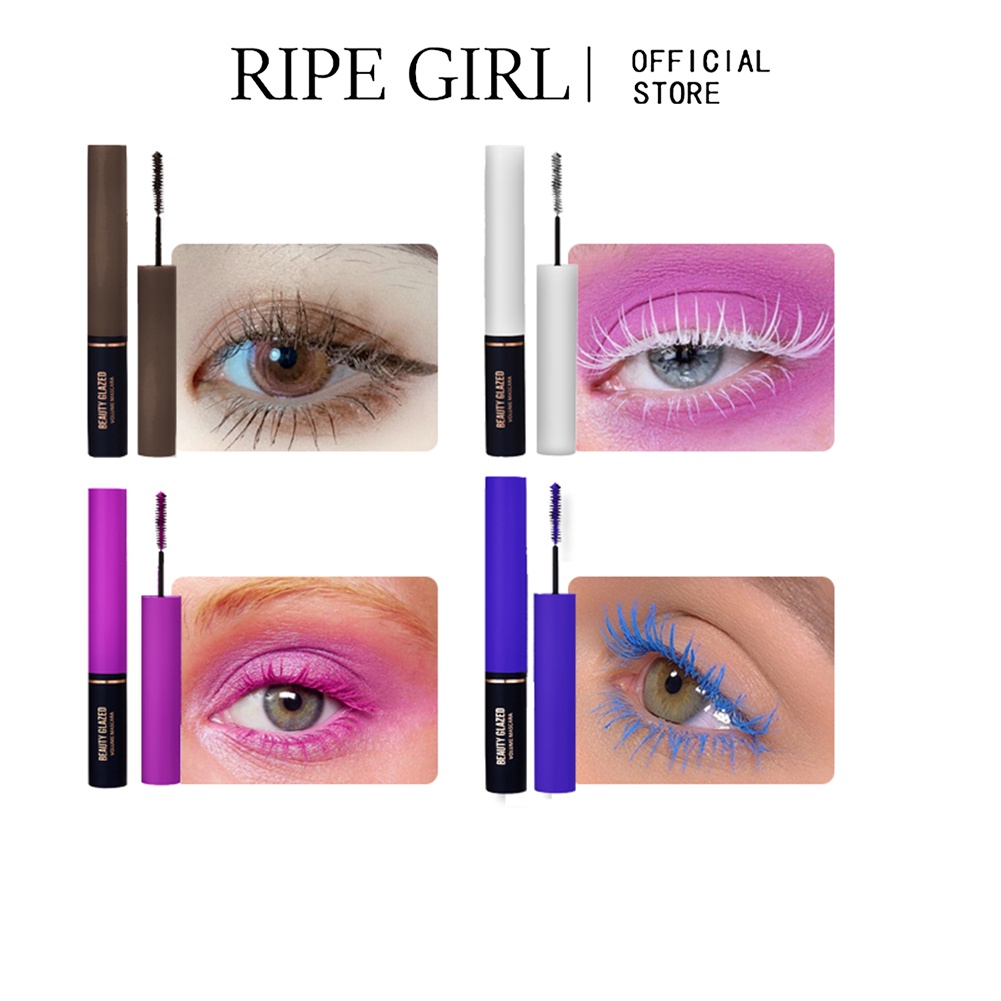 Mascara chải lông mi RIPE GIRL làm dày siêu mềm mịn nhiều màu sắc tùy chọn chống thấm nước và mồ hôi không bị nhòe