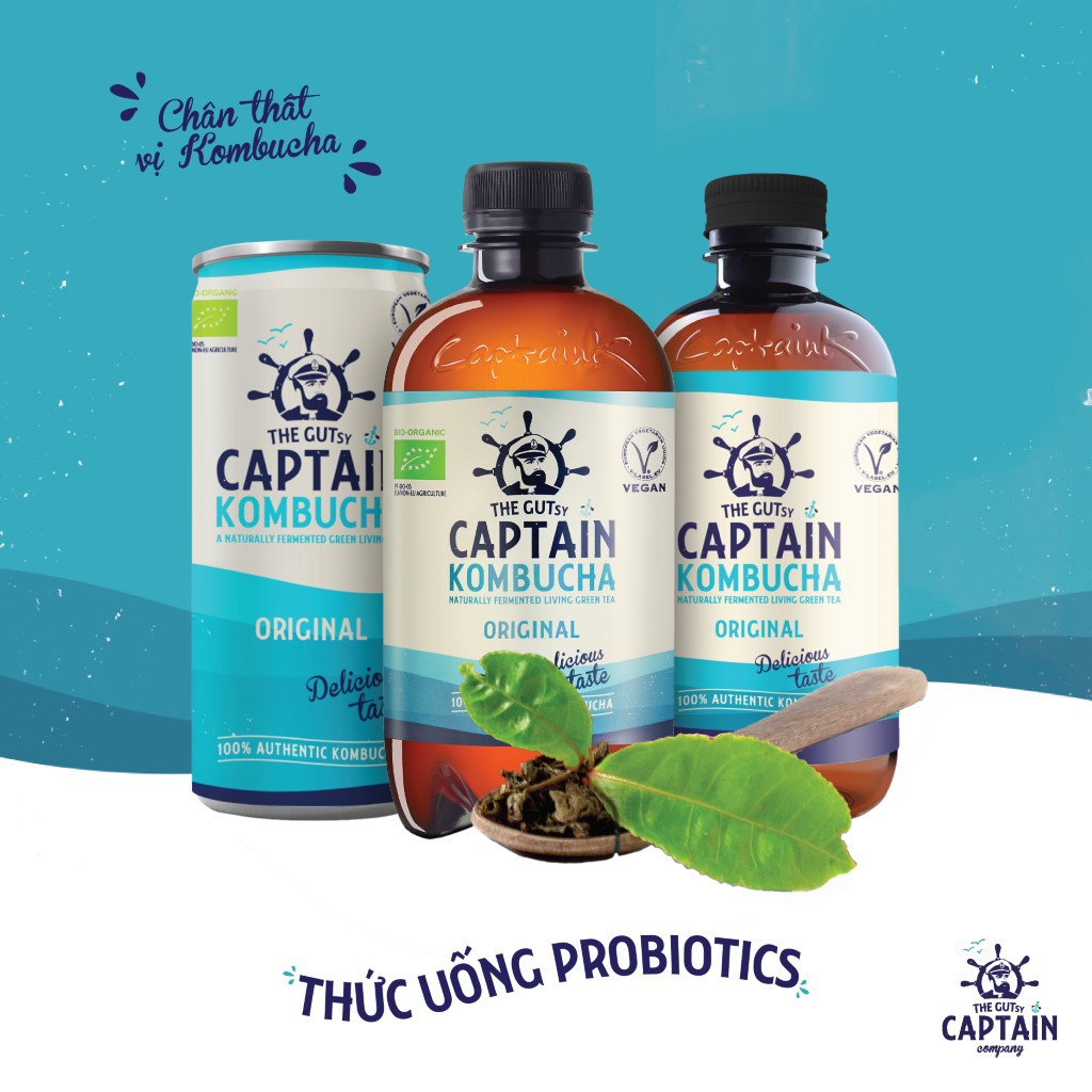 Trà Dưỡng Sinh KomBuCha hữu cơ Captain Kombucha 400ml