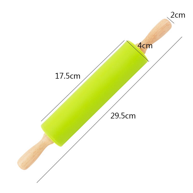 Cán Lăn Bột Làm Bánh Cán Gỗ Silicon Chống Dính 30cm Cây Lăn Bột