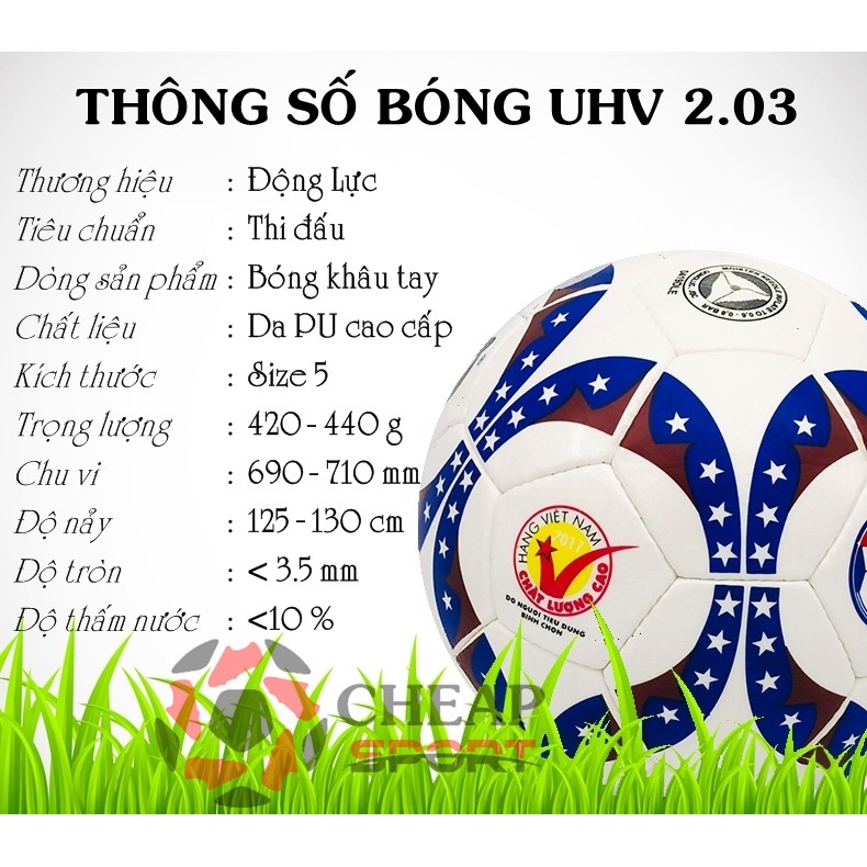 Quả Bóng Đá In Sao UHV 2.03 Size 5 Chính Hãng Động Lực CHÍNH HÃNG