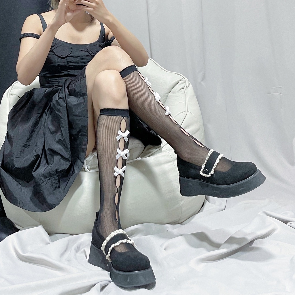 Tất đính nơ co giãn theo phong cách lolita mùa hè ngọt ngào cá tính dành cho bé gái